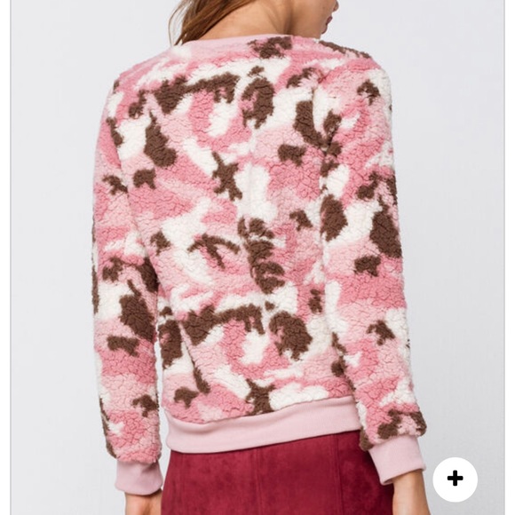 Full Tilt Pink Camo Teddy sweatshirt Sz M - Picture 4 of 10